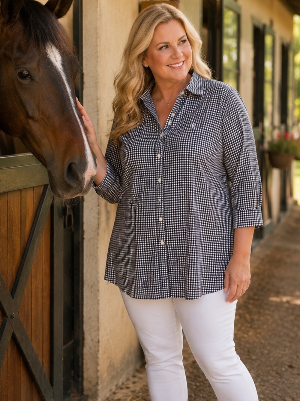 Ralph Lauren • Gingham Button Down Shirt • Black White • Size 1X